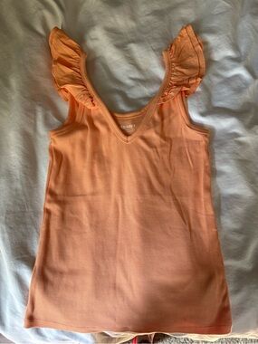 Old Navy Peach-Orange Ruffle Strap Ribbed Tank